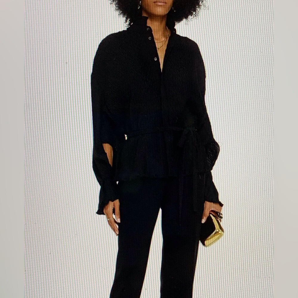 Roland Mouret Black Accordion Dolman Sleeve Tunic Sz 8US